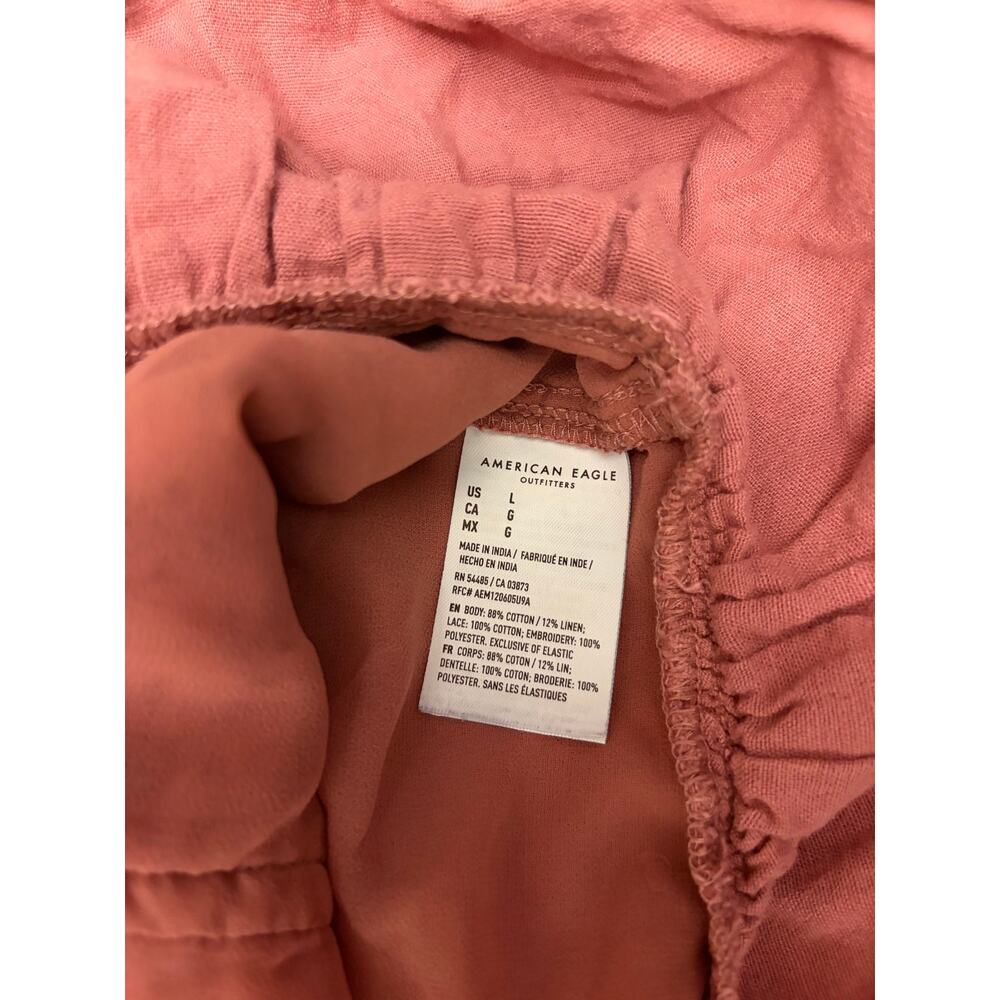 American Eagle Mauve Pink Embroidered Square Neck Peplum Babydoll Top Large - Picture 5 of 6